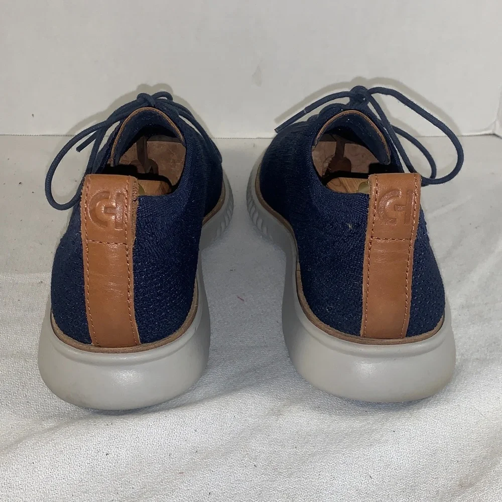 Cole Haan Men's ZeroGrand StitchLite Wingtip Oxford Navy Knit Lace-Up Sneakers